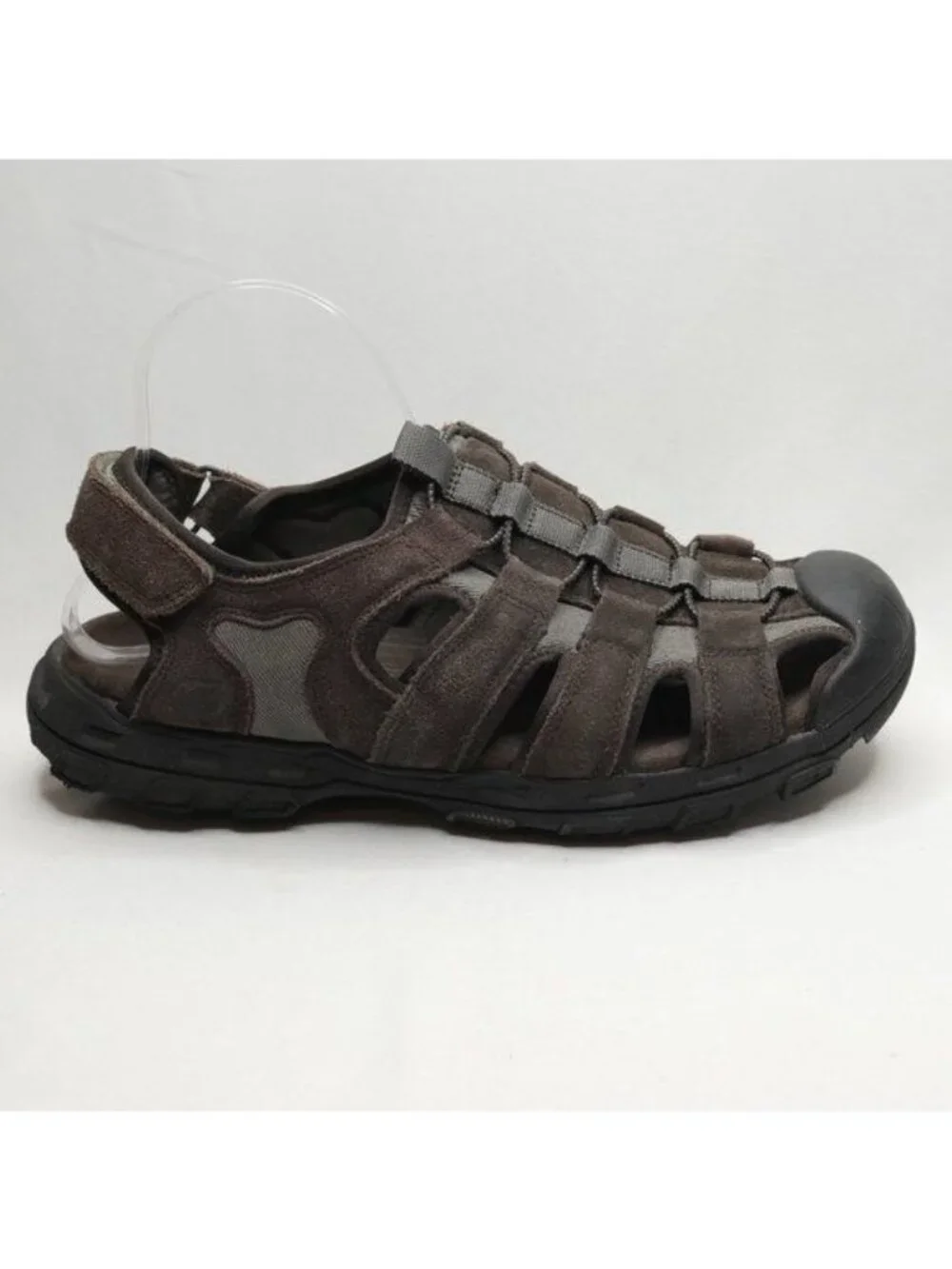 Skechers Selmo Men's Size 10 Brown Black Leather Slip On Fisherman Sandals